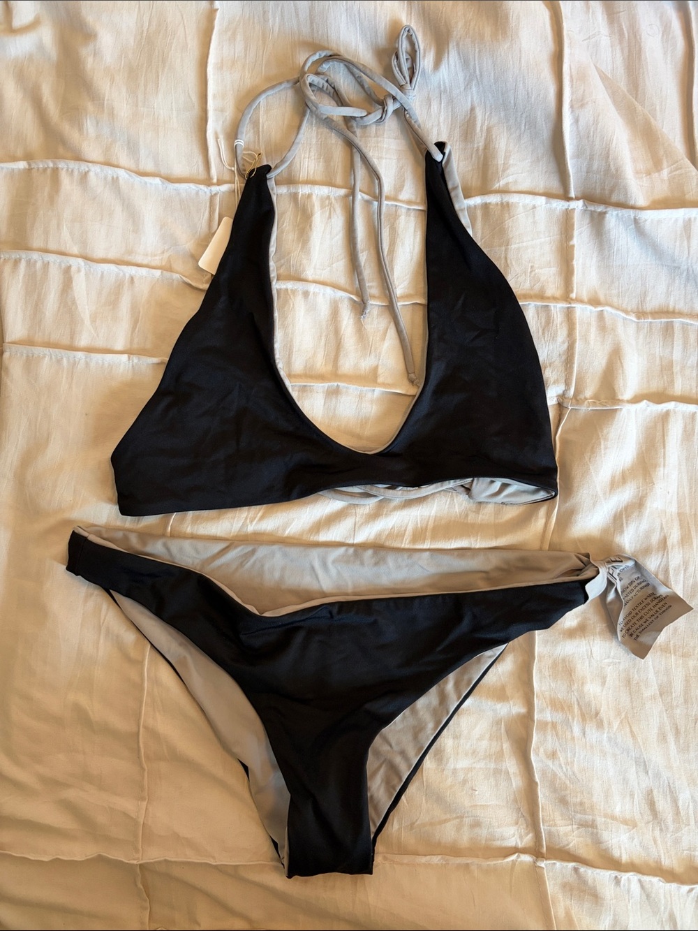 Dawne Florine Reversible Black and Light Gray Women’s Bikini Set